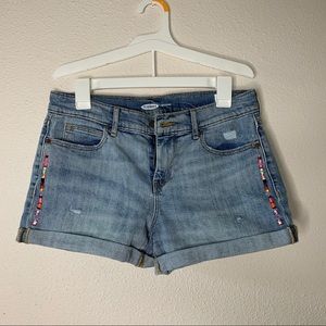 Embroidered Jean Shorts